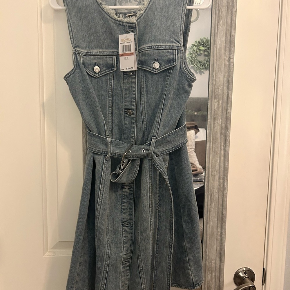 MICHAEL Michael Kors Blue Buttoned Tie Front Sundress